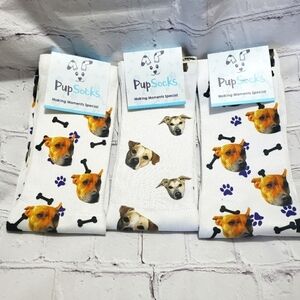 Pup Socks Dog Head Graphic Print Socks Calf Socks New With Tags 3 Pairs